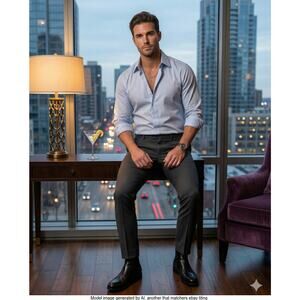 Yves Saint Laurent Pour Homme Shirt 18/45 Light Blue Pinstripe Made in Italy